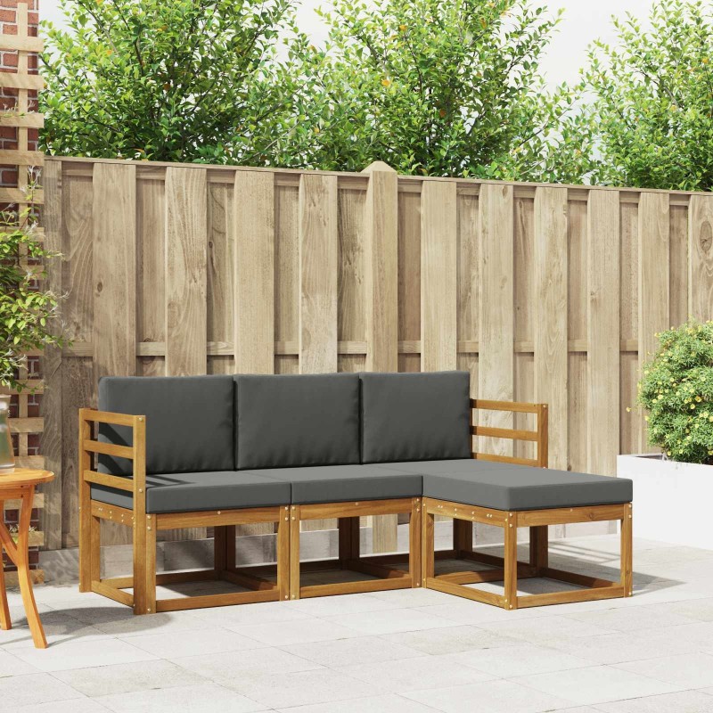 Ensemble de canapés d'extérieur 4 pcs Naturel et Anthracite 527388527388