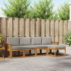 Ensemble de canapés d'extérieur 5 pcs Gris Naturel et Clair 527398527398