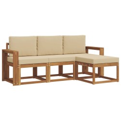 Ensemble de canapés d'extérieur 4 pcs Naturel et Beige 527402527402