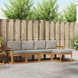 Ensemble de canapés d'extérieur 5 pcs Gris Naturel et Clair 527403527403