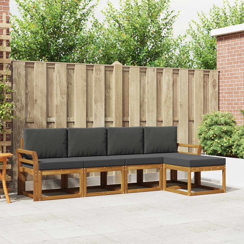 Ensemble de canapés d'extérieur 5 pcs Naturel et Anthracite 527408527408