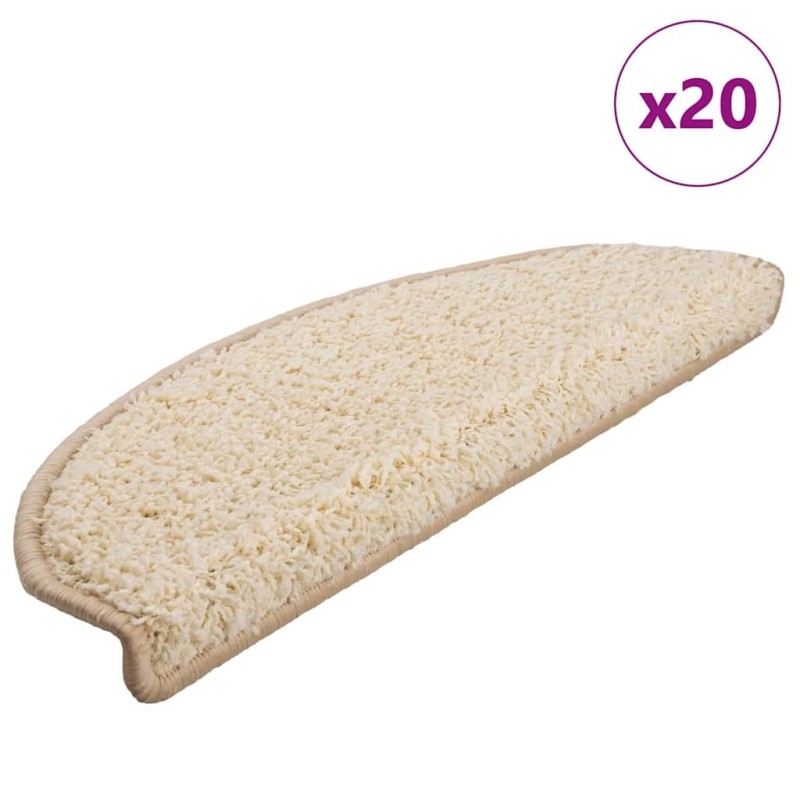 Tapis d'escalier 20 pièces 65 x 21 x 4 cm Crème Demi-rond Grand 527410527410