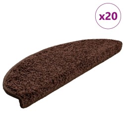 Tapis d'escalier 20 pièces 65 x 21 x 4 cm Marron Demi-rond Grand 527411527411