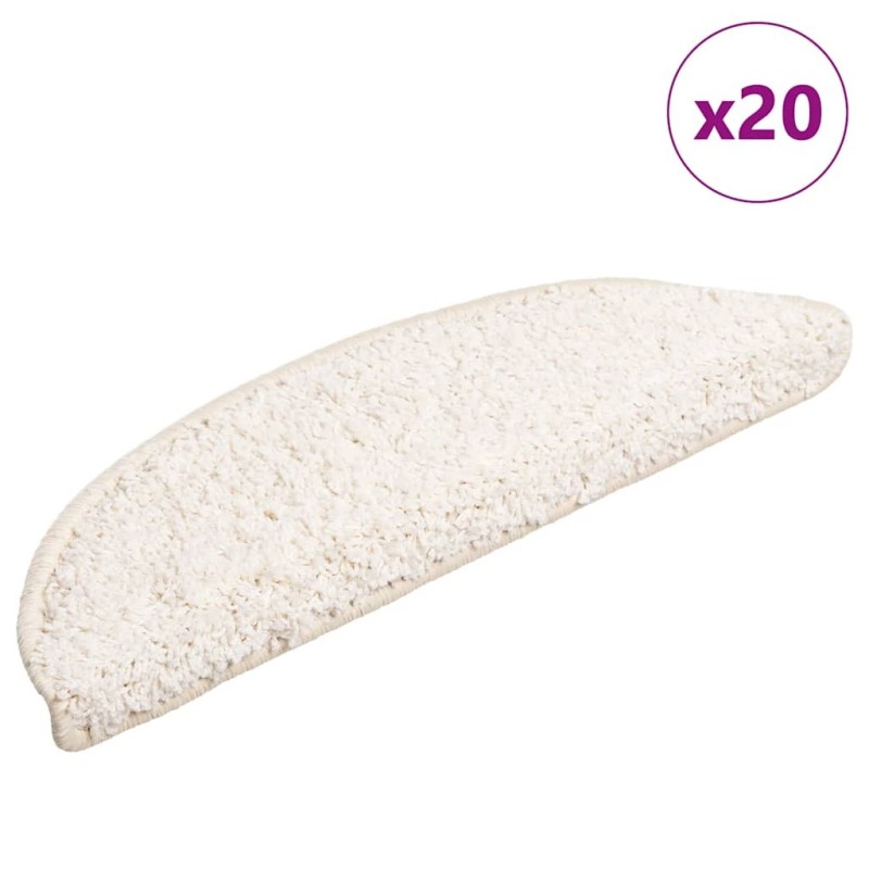 Tapis d'escalier 20 pièces 56 x 17 x 3 cm Blanc Demi-rond 527415527415