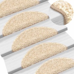 Tapis d'escalier 20 pièces 56 x 17 x 3 cm Crème Demi-rond 527417527417