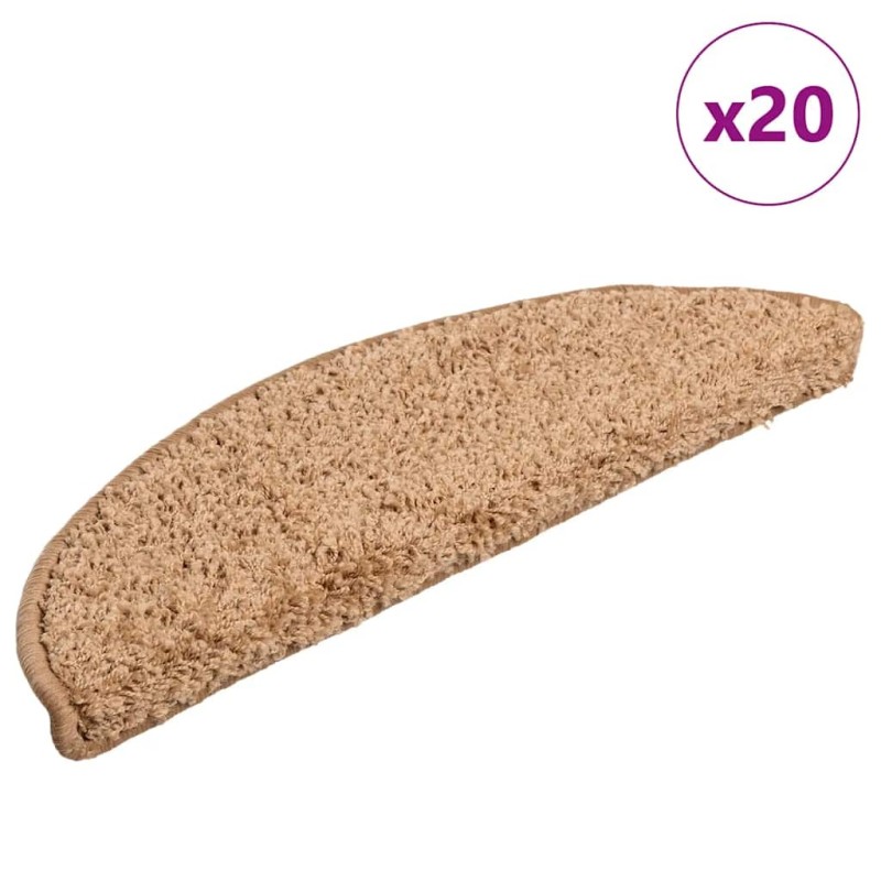 Tapis d'escalier 20 pièces 56 x 17 x 3 cm Beige Demi-rond 527426527426
