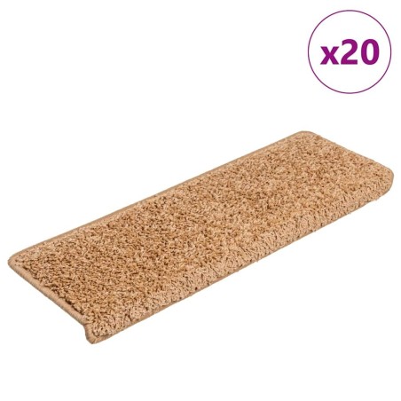 Tapis d'escalier 20 pièces 65 x 21 x 4 cm Beige Bord rectangulaire 527427527427