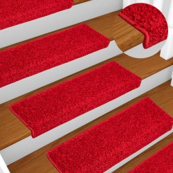 Tapis d'escalier 20 pièces 65 x 21 x 4 cm Bordure rectangulaire rouge 527437527437