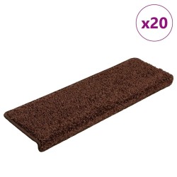 Tapis d'escalier 20 pièces 65 x 21 x 4 cm Marron Bord rectangulaire 527439527439