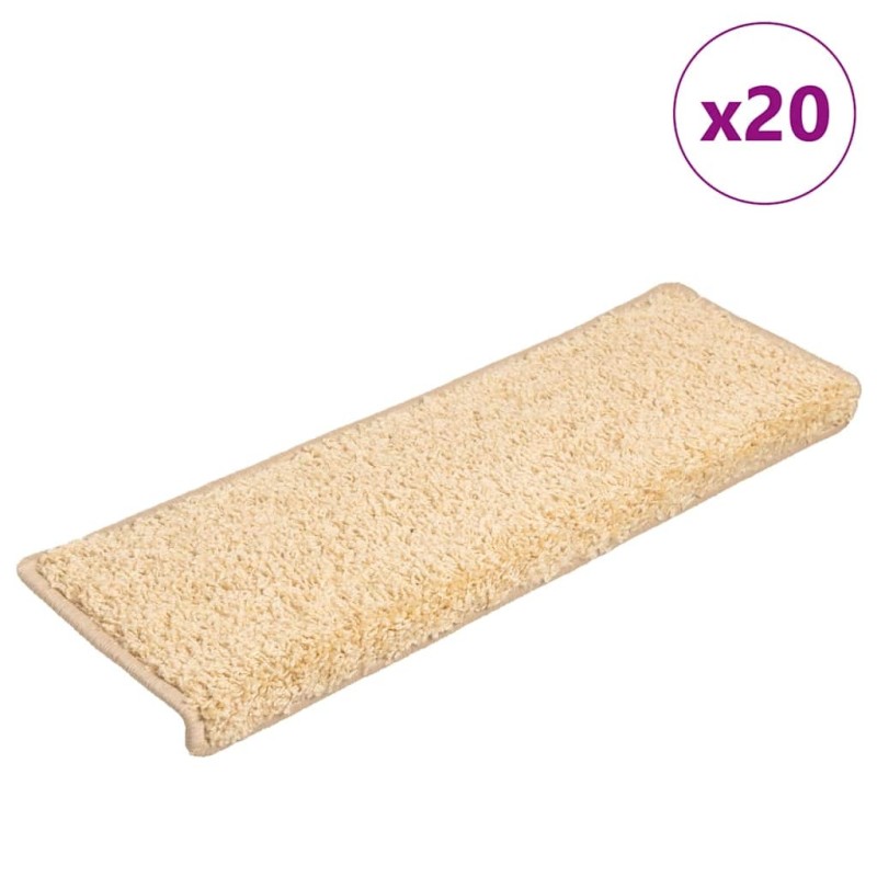 Tapis d'escalier 20 pièces 65 x 21 x 4 cm Crème Bord rectangulaire 527441527441