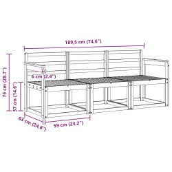 Ensemble de canapés d'extérieur 3 pcs Naturel 527442527442