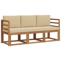 Ensemble de canapés d'extérieur 3 pcs Naturel et Beige 527443527443