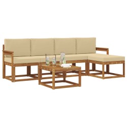 Ensemble de canapés d'extérieur 6 pcs Naturel et Beige 527455527455