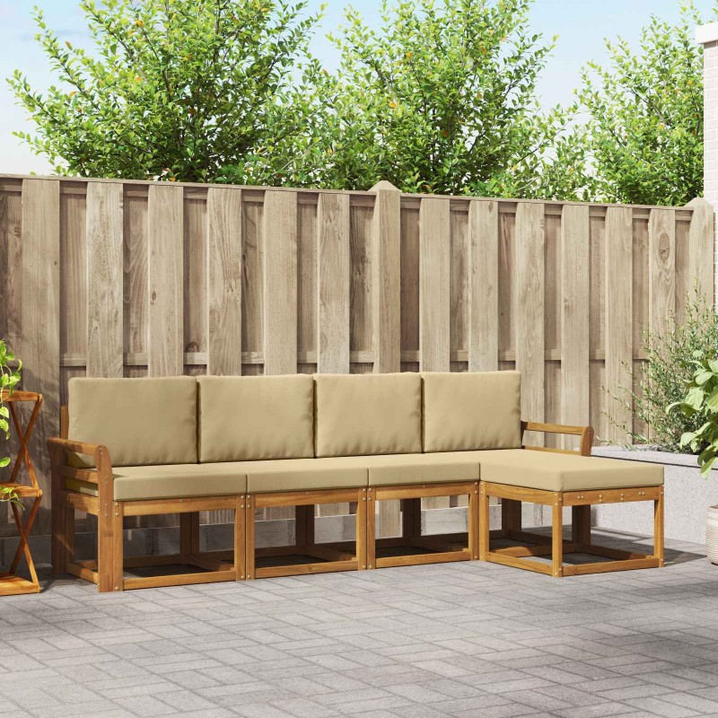 Ensemble de canapés d'extérieur 5 pcs Naturel et Beige 527462527462