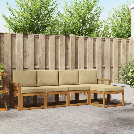 Ensemble de canapés d'extérieur 5 pcs Naturel et Beige 527462527462