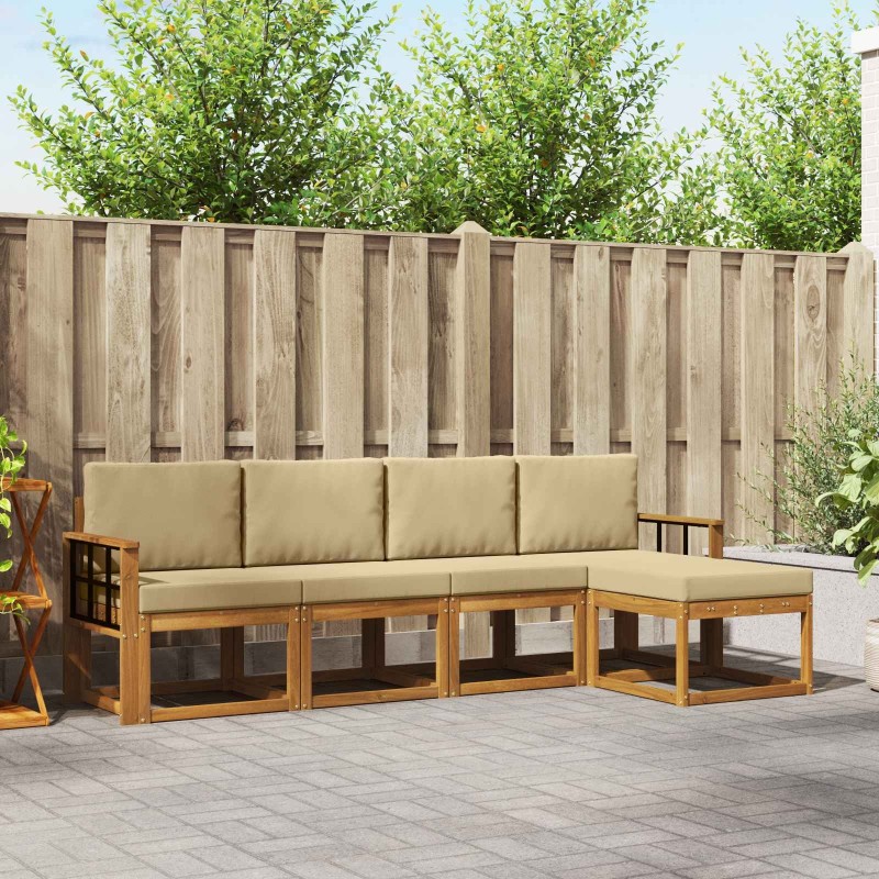 Ensemble de canapés d'extérieur 5 pcs Naturel et Beige 527464527464
