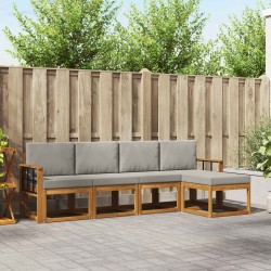 Ensemble de canapés d'extérieur 5 pcs Gris Naturel et Clair 527466527466