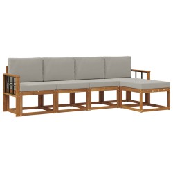 Ensemble de canapés d'extérieur 5 pcs Gris Naturel et Clair 527466527466