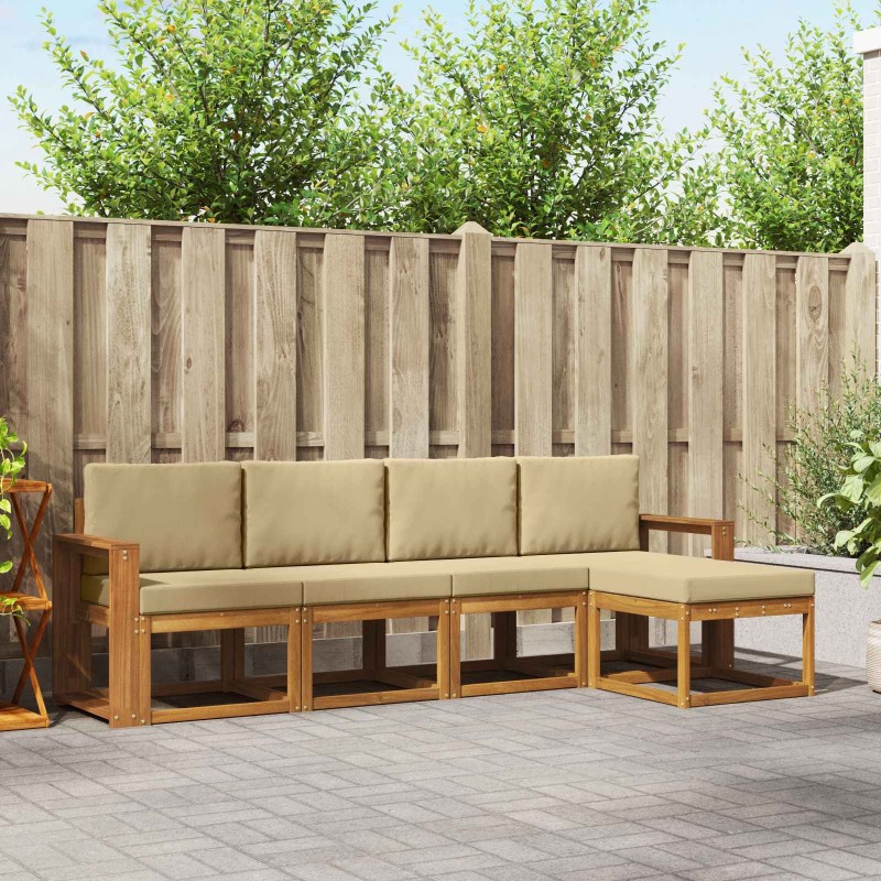 Ensemble de canapés d'extérieur 5 pcs Naturel et Beige 527467527467