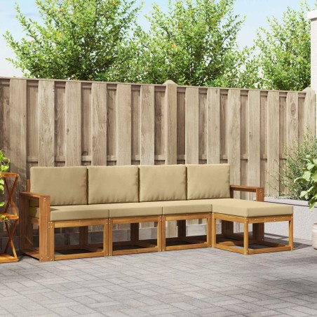 Ensemble de canapés d'extérieur 5 pcs Naturel et Beige 527467527467