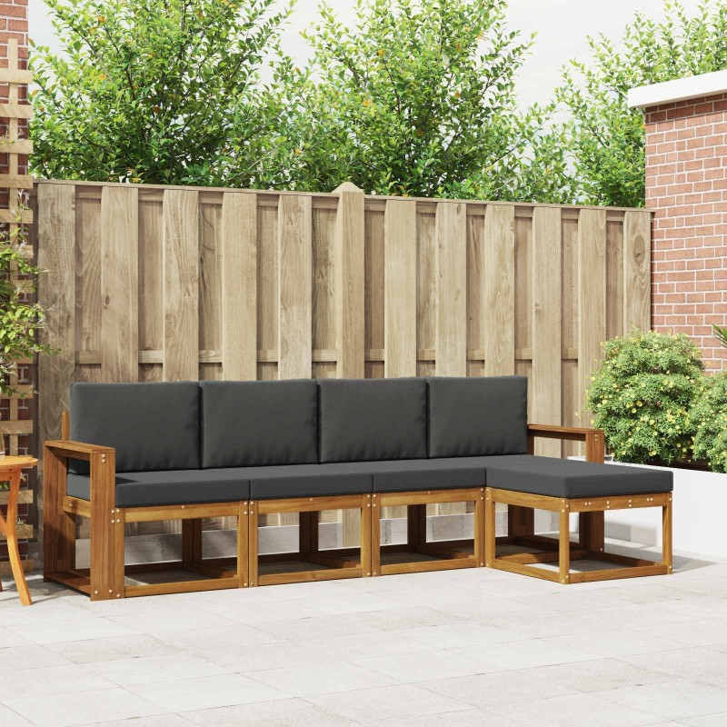 Ensemble de canapés d'extérieur 5 pcs Naturel et Anthracite 527470527470