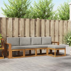 Ensemble de canapés d'extérieur 5 pcs Gris Naturel et Clair 527471527471