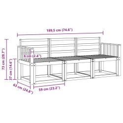Ensemble de canapés d'extérieur 3 pcs Naturel 527478527478