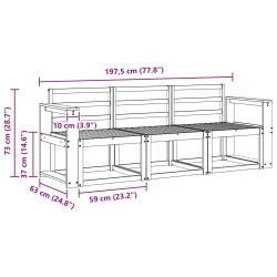 Ensemble de canapés d'extérieur 3 pcs Naturel 527479527479