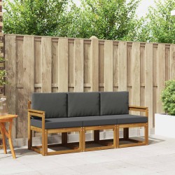 Ensemble de canapés d'extérieur 3 pcs Naturel et Anthracite 527481527481