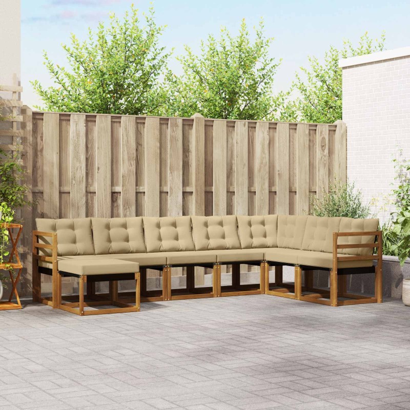Ensemble de canapés d'extérieur 8 pcs Naturel et Beige 527502527502