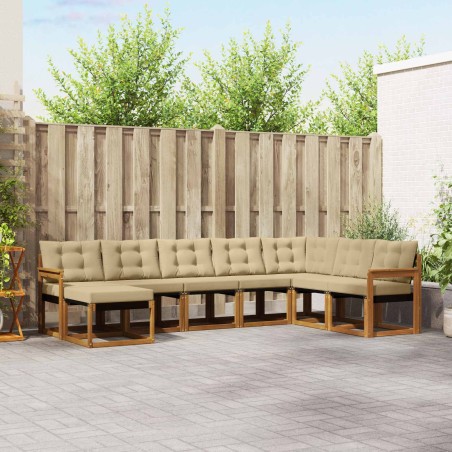 Ensemble de canapés d'extérieur 8 pcs Naturel et Beige 527509527509