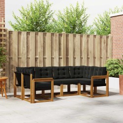 Ensemble de canapés d'extérieur 6 pcs Naturel et Noir 527512527512