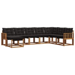 Ensemble de canapés d'extérieur 8 pcs Naturel et Noir 527518527518