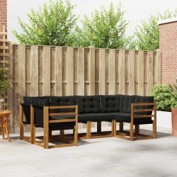 Ensemble de canapés d'extérieur 6 pcs Naturel et Noir 527520527520