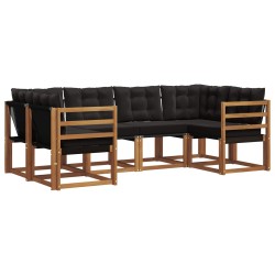 Ensemble de canapés d'extérieur 6 pcs Naturel et Noir 527520527520