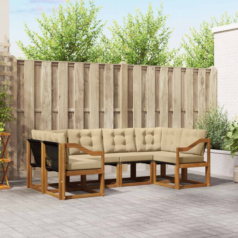 Ensemble de canapés d'extérieur 6 pcs Naturel et Beige 527522527522