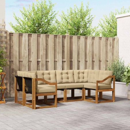 Ensemble de canapés d'extérieur 6 pcs Naturel et Beige 527522527522