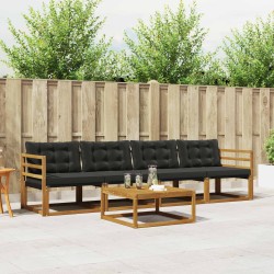 Ensemble de canapés d'extérieur 5 pcs Naturel et Noir 527524527524