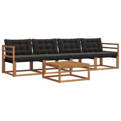 Ensemble de canapés d'extérieur 5 pcs Naturel et Noir 527524527524