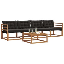 Ensemble de canapés d'extérieur 5 pcs Naturel et Noir 527524527524