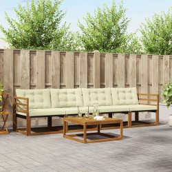 Ensemble de canapés d'extérieur 5 pcs Naturel et Crème 527525527525