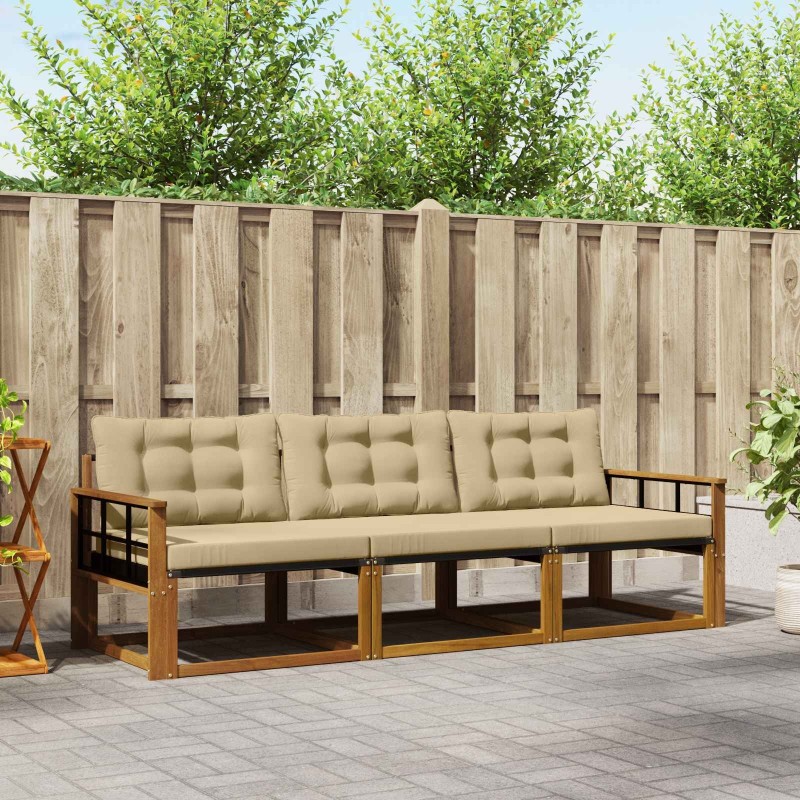 Ensemble de canapés d'extérieur 3 pcs Naturel et Beige 527531527531