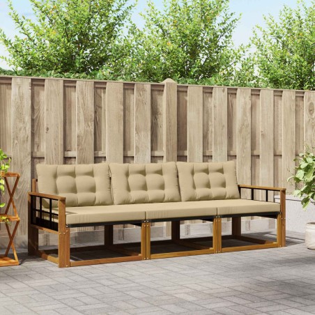 Ensemble de canapés d'extérieur 3 pcs Naturel et Beige 527531527531