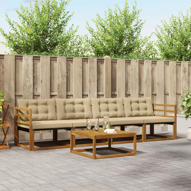 Ensemble de canapés d'extérieur 5 pcs Naturel et Beige 527532527532