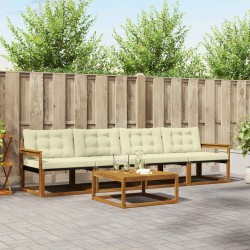 Ensemble de canapés d'extérieur 5 pcs Naturel et Crème 527533527533