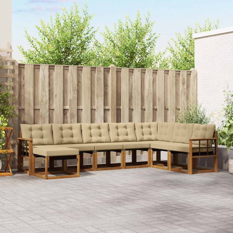 Ensemble de canapés d'extérieur 8 pcs Naturel et Beige 527534527534