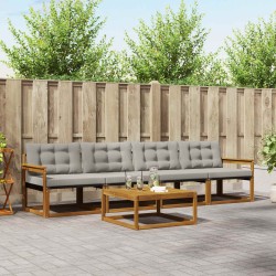 Ensemble de canapés d'extérieur 5 pcs Gris Naturel et Clair 527539527539