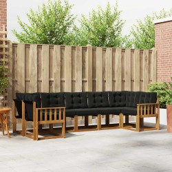 Ensemble de canapés d'extérieur 7 pcs Naturel et Noir 527541527541