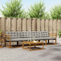 Ensemble de canapés d'extérieur 5 pcs Gris Naturel et Clair 527543527543