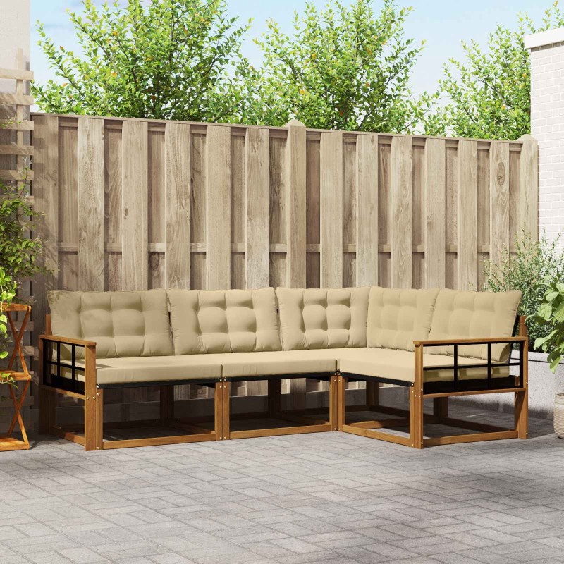 Ensemble de canapés d'extérieur 4 pcs Naturel et Beige 527551527551